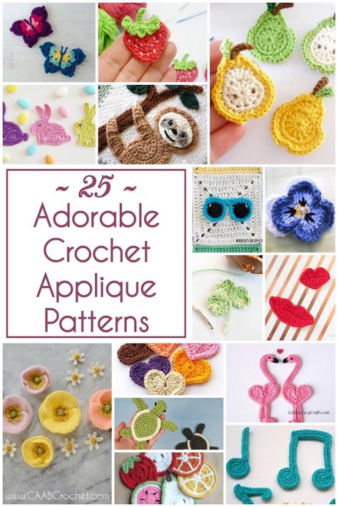 Crochet Applique Patterns, Motifs D'appliques, Crochet Applique Patterns Free, Crochet Butterfly Pattern, Leftover Yarn, Crochet Embellishments, Crochet Flowers Easy, Crochet Fruit, Confection Au Crochet