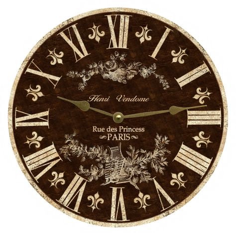 "Brown Toile Clock- Toile Wall Clock- Brown Wall Clock; This French design is one of our most popular clocks. The rich, chocolate brown color meshes beautifully with the cream border and numerals. All clocks are made to order in my studio in rural Ohio. 6 sizes are available on this design. Only the best quartz clock movements are used. The clocks are tested for 24hrs before they are shipped. 1-AA battery is required. Production Process- Clocks are produced with fade resistant inks. The artwork French Country Clock, Princess Paris, Engraved Clock, Red Clock, Black Toile, Red Toile, French Clock, Gold Clock, Mdf Panel