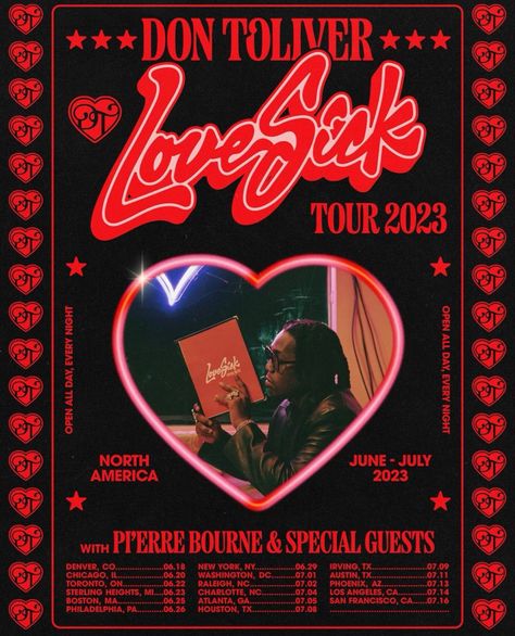 Event Poster Inspiration, Don Toliver, Concert Flyer, Graphic Poster Art, Love Sick, Concert Poster, Graphic Design Lessons, Collage Poster, Tour Posters