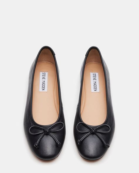 Elevate your shoe collection with the VIXEN ballet flats. With a charming bow detail at the front and a rounded toe, these flats offer a classic and feminine touch to any outfit. These comfortable flats provide both style and durability. Perfect for adding a chic and versatile staple to your wardrobe. .25 inch heel hei Gertrude Mcfuzz, Business Fits, Black Ballet Shoes, Black Leather Ballet Flats, Black Ballet, Bow Flats, Black Ballet Flats, Womens Ballet Flats, Comfortable Flats