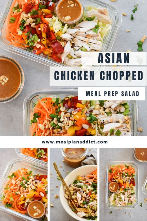 Chopped Salad Meal Prep, Meal Prep Salad, Prep Salad, Asian Chopped Salad, Chopped Salads, Asian Chicken Salads, Chicken Chopped Salad, Chinese Chicken Salad, Lean Chicken