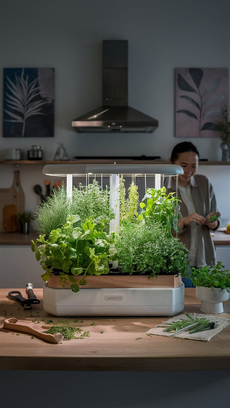 Herb Fridge, Growing Plants At Home, Hydroponic Interior Design, Basil Indoors Growing, Built In Hydroponics Kitchen, Hydroponic Restaurant, Hydroponic Herb Garden, Nft Hydroponics Design, Hydroponic Nutrient Recipe