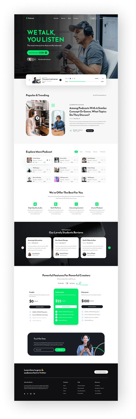 Podcast website landing page on Behance Website Landing Page Inspiration, Podcast Email Design, Blog Landing Page Design, Podcast Web Design, Podcast Landing Page, Podcast Website Design Inspiration, Website Landing Page Design Inspiration, Podcast Website Design, Blog Landing Page