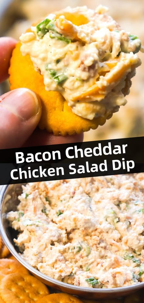 Dip Recipes With Chicken, Chicken Salad With Crackers, Leftover Chicken Dip Recipes, Chicken Salad For Crackers, Easy Spreads For Crackers, Chicken Salad And Crackers, Chicken Bacon Ranch Dip Cold, Best Cold Party Dips, Cold Dips For Crackers