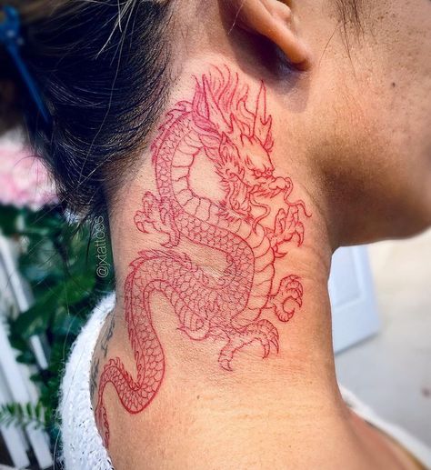 Follow us @gwansoontattoos ✍🏼 ———————————————— ☎️ 1-416-909-9055 📩 info@gwansoonleetattoo.com 🖥 www.gwansoonleetattoo.com ———————————————— . . . . #dragontattoo#dragontattoos#reddragon#lineworktattoos#necktattoo#girlwithdragontattoo#inked#redinktattoo#tattoolife#gwansoontattoos#tatted#inkedup#bnginksociety#skinart#tattooideas#tattooart#tattooartist#tattoodesign#tattoosformen#tattoosforwomen#torontoart#torontoartist#mississauga#toronto#brampton#torontotattoo#mississaugatattoo#tatuaje#torontoi Dragon Tattoo Behind Ear, Dragon Neck Tattoo, Dragon Tattoo Neck, Best Neck Tattoos, Red Dragon Tattoo, Tato Naga, Side Neck Tattoo, Throat Tattoo, Japanese Dragon Tattoo