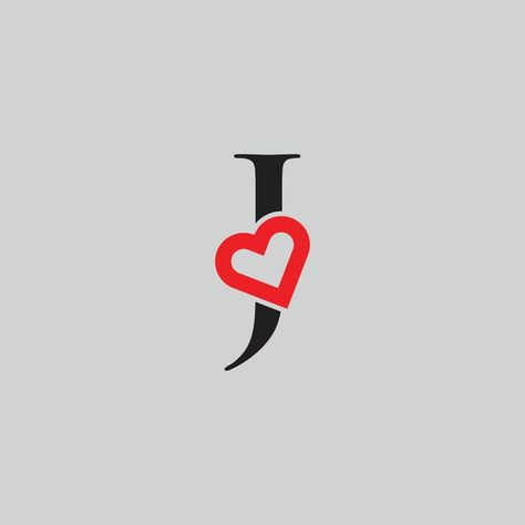 Logo Heart Letter J. Beautiful vector love logo design. J love outline creative letter design J Background, J Letter Images, Love Logo Design, J Alphabet, J Love, Logo Heart, Letter Icon, Queen Tattoo, Love Heart Images