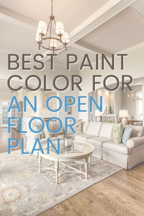 What's the best paint color for an open floor plan? We've got our top interior paint colors to create a cohesive flow. Choose an open floor plan paint color that's right for you! Great Room Paint Colors, Interior House Paint Colors, Open Concept Kitchen Living Room, Open Floor Concept, Open Floor House Plans, Farmhouse Paint Colors, House Paint Interior, House Color Palettes, Open Concept Floor Plans