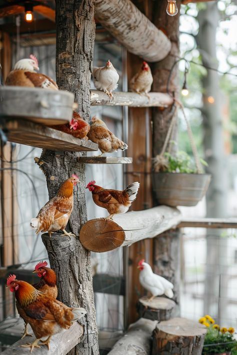 17+ Genius Chicken Roost Ideas for Cozy Nights : You Can’t Resist! - ChickenRise Perches For Chickens, Hannah Montana Movie Chicken Coop, Chickens Roosting Ideas, Chicken House Roost Ideas, Chicken Perch Ideas Branches, Inside Chicken Run Ideas, Chicken Coop Tire Ideas, Fun Things To Put In A Chicken Run, Silo Chicken Coop Ideas