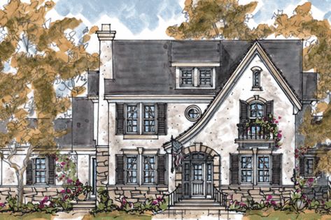 Plan #20-1582 - Houseplans.com Tudor House Plans, Cottage Floor Plans, Country Cottages, French Country House Plans, European House Plans, House Plans One Story, Plans Architecture, Cottage Exterior, Modern European