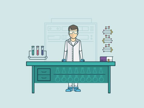 Lab by Alicja Piotrowska Lab Technician Status Video, Chemistry Gif, Chemistry Gif Animation, Science Animation, Laboratory Cartoon Background, Laboratory Illustration Concept Art, Laboratory Design Illustration, Science Lab Decorations, Chemistry Art