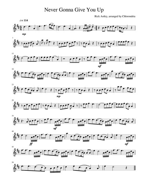 Never Gonna Give You Up Violin Sheet Music, Kahoot Violin Sheet Music, Never Gonna Give You Up Sheet Music, Sheet Music Saxophone, Saxophone Pick Up Lines, Alto Sax Music Sheet, Alto Saxophone Music Sheets, Music Sheet Violin, Tenor Saxophone Music