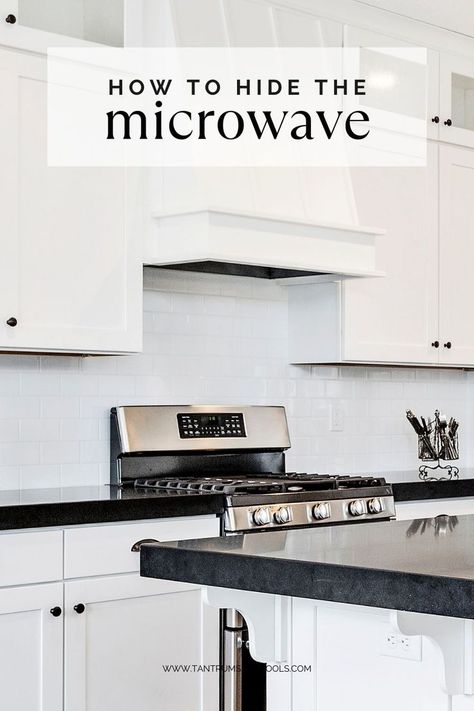 Revealing the secrets of how to hide the microwave in the kitchen. Click to get the details! How To Hide Microwave In Kitchen, Microwave In The Kitchen, Hidden Microwave, Hide Appliances, Microwave In Kitchen, Vintage Interior, Kitchen On A Budget, Kitchen Fixtures, Maximize Space