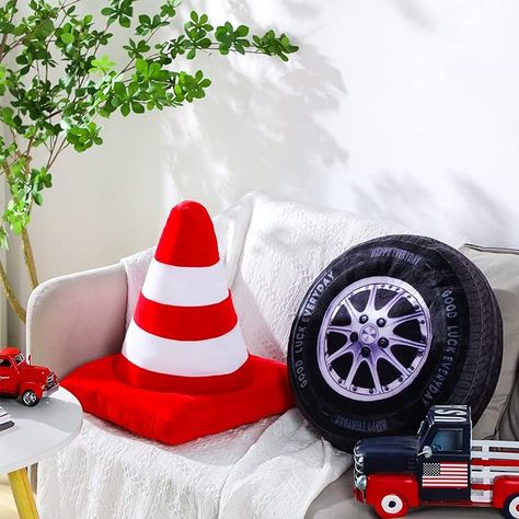 Amazon.com: 2 Pcs Racing Room Pillow Decorations Set 15.7 Inch Big Creative 3D Simulation Wheel Pillow Funny Traffic Cone Traffic Light and Stop Sign Plush Pillow Soft Car Tire Pillow for Kid Room (Traffic Cone) : Home & Kitchen Disney Cars Bedroom Decor, Car Toddler Room, Racing Room, Hot Wheels Bedroom, Disney Cars Bedroom, Truck Room Decor, Boy Car Room, Cars Bedroom Decor, Car Themed Rooms