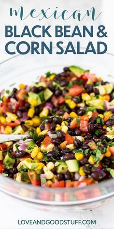 Black Bean And Corn Salad, Bean And Corn Salad, Black Bean Corn Salad, Mexican Black Beans, Mexican Salad Recipes, Black Bean And Corn, Mexican Salads, Side Salad Recipes, Corn Salad Recipes