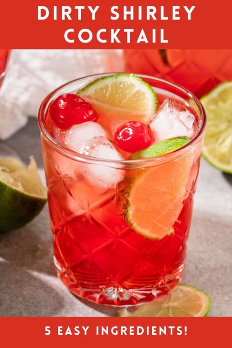 This refreshing Dirty Shirley Cocktail is made with only 5 ingredients for the best Summer cocktail! If you are looking for the perfect recipe on how to make a dirty shirley drink, then you will love this Shirley Temple cocktail. Easy Refreshing Cocktails, Alcoholic Shirley Temple, Dirty Shirley Recipe, Cocktails Made With Vodka, Shirley Temple Drink, Dirty Shirley, Foodgawker Recipes, Best Summer Cocktails, Homemade Cocktails