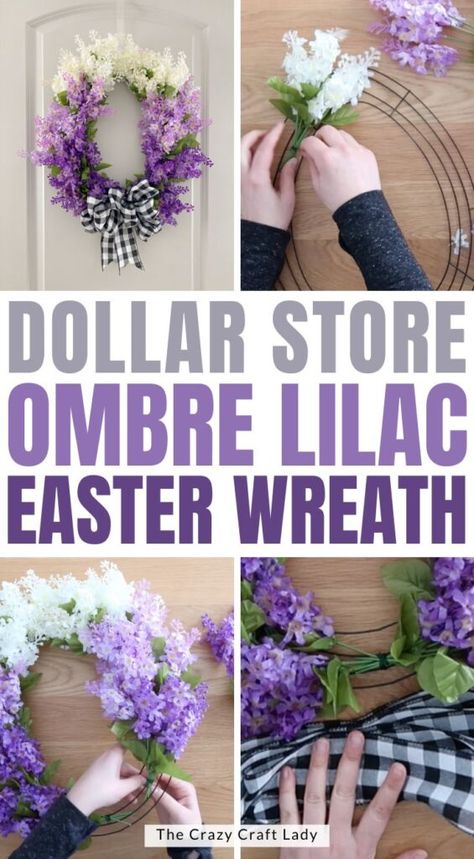 Spring Wreath Diy Dollar Stores, Purple Wreath Ideas, Easter Egg Wreath Dollar Tree, Dollar Tree Easter Crafts 2024, Egg Wreath Form, Spring Wreaths Diy, Spring Wreath Ideas Diy, Dollar Tree Spring Wreath, Diy Easter Decorations Dollar Tree