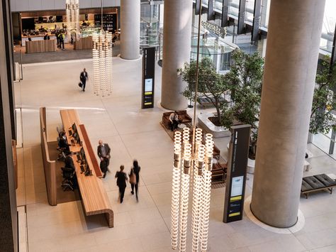 Office Lobby Design, Sydney Tower, Lobby Designs, Lobby Ideas, Gold Bedroom Decor, Industrial Office Design, Lobby Interior Design, Public Space Design, Office Lobby