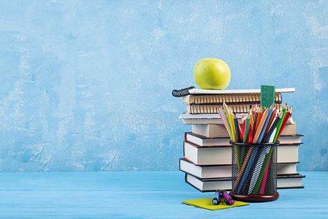 Books And Stationery, Educational Thumbnail, Back To School Advertising, Education Images, Colorful Photography Art, School Advertising, Colorful Books, Student Cartoon, Notebook Stationery