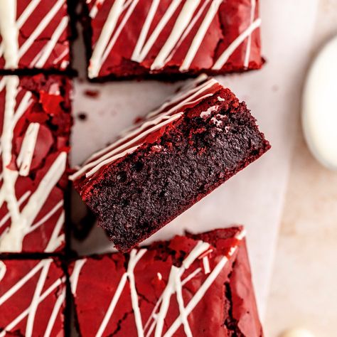 Red Velvet Brownies Red Velvet Brownies Recipe, Happy Hobbies, Velvet Desserts, Gourmet Brownies, Easy Red Velvet, Red Velvet Flavor, Velvet Brownies, Red Velvet Brownies, Dairy Free Brownies