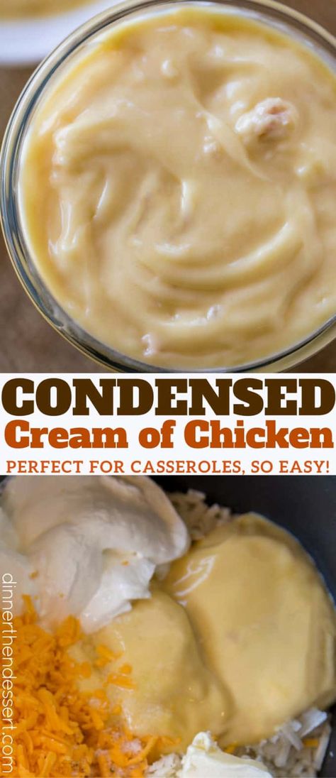 Cream of Chicken Soup (Condensed) - Dinner, then Dessert Chicken Condensed Soup Recipes, Condensed Soup Recipes, Cream Soup Recipes, Dinner Then Dessert, Condensed Soup, Homemade Pantry, Homemade Condiments, Homemade Seasonings, Chicken Soup Recipes