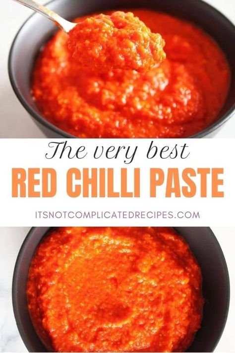 A few simple ingredients are quickly transformed into one of the most full of flavour recipes on the blog - our Red Chilli Paste. #redchillipaste #chilipaste #chillipaste #redchillies #chillirecipes #condiments #cravecookconsume #itsnotcomplicatedrecipes Red Chilli Paste Recipe, Chile Paste Recipe, Chili Paste Recipe, Homemade Chilli, Homemade Hot Sauce, Paste Recipe, Chilli Recipes, Condiment Recipes, Chilli Paste