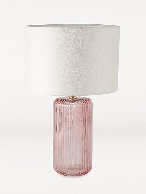 Lamps For Your Room, Recycled Glass Table Lamp, Light Pink Nightstand, Trendy Lamps For Bedroom, Light Pink House Decor, Cute Bedside Table Lamps, Pink Room Furniture, Modern Pink Room Decor, Light Pink Room Decor Bedroom Ideas