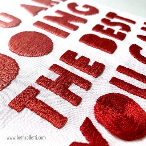 Hand Stitch Lettering, Embroider Block Letters, How To Embroider Letters Satin Stitch, Embroidery Satin Stitch Letters, Embroidery Designs Words, Hand Embroidery Letters Tutorial, Satin Stitch Lettering, Embroidered Block Letters, Easy Embroidery Letters