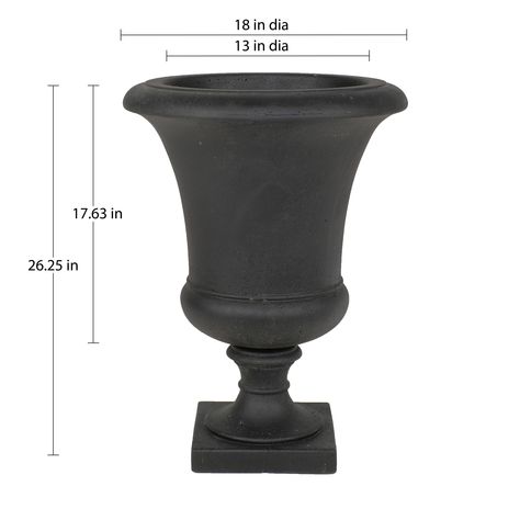 allen + roth Urn 12.5-in W x 26.25-in H Black Mixed/Composite Traditional Indoor/Outdoor Planter Lowes.com Weather Design, Indoor Outdoor Planter, Outdoor Planter, Allen Roth, Front Porch Decorating, Stone Surface, Lowes Home Improvements, Outdoor Planters, Porch Decorating