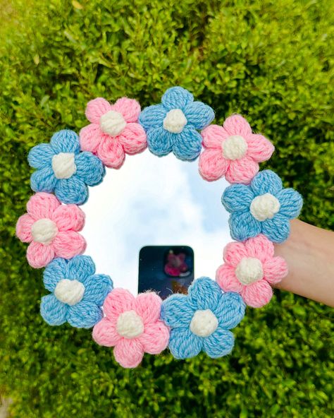 Introducing our new crocheted flower mirrors! I call them “BLOOMVIEW MIRRORS🌸 🐇 Price: Rs. 1600 [ Crochet Flower Mirror, Handmade Wall Mirror, Floral Wall Decor, BloomView Mirror, Boho Wall Mirror, Crochet Art Decor ] #BloomViewMirrors #crochet #crochetaddict #mirrorselfie #smallbusiness Boho Wall Mirror, Mirror Boho, Mirror Handmade, Flower Mirror, Floral Wall Decor, Crochet Art, Crochet Flower, Boho Wall, Floral Wall