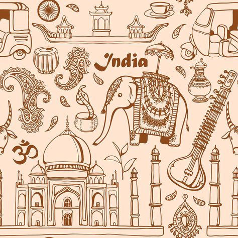 Top Cities to visit in India - Places to see in India South India Illustration, India Illustration Doodles, Indian Aesthetic Drawing, India Art Patterns, Indian Culture Illustration, India Doodle, India Illustration, India Drawing, India Places