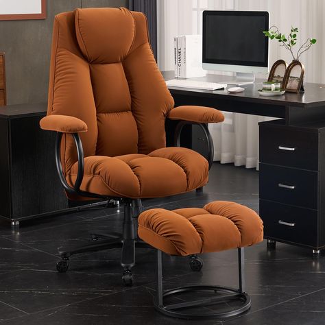 PRICES MAY VARY. 【Heavy Duty Comfort】 ATMILD home office chair is the perfect blend of comfort, style, luxurious, and functionality for your workspace. Designed for big and tall users, with a weight capacity of 400lbs, providing unparalleled support and comfort, whether you're working, reading, or simply relaxing. 【Ultimate Comfort】Say goodbye to back pain and discomfort with our super comfy big and tall office chair. The ergonomic design with built-in spring pockets improves posture and reduces Oversized Office Chair, Reclining Desk Chair, Gaming Chair Ideas, Unique Office Chairs, Mcm Office, Comfy Office Chair, Luxury Office Chairs, Reclining Office Chair, Boss Chair