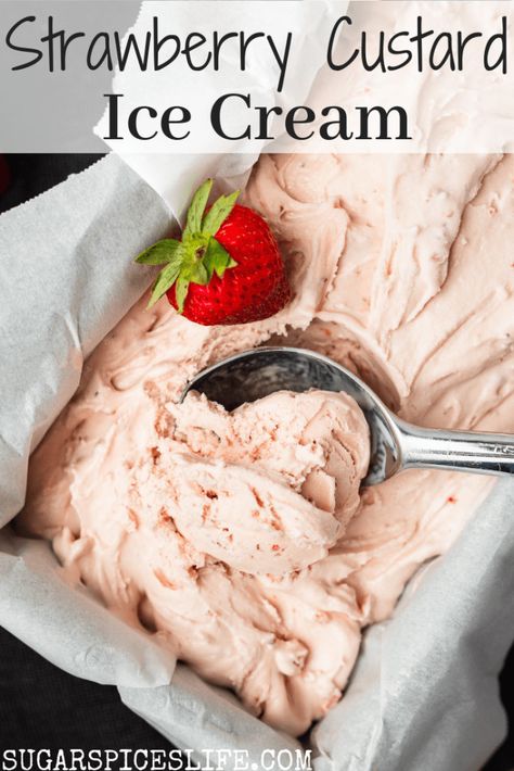 Strawberry Custard Ice Cream Recipe, Frozen Custard Homemade, Strawberry Custard Recipe, Custard Flavors, Frozen Custard Recipe, Frozen Custard Recipes, Custard Ice Cream Recipe, Cold Sweets, Icecream Sandwich