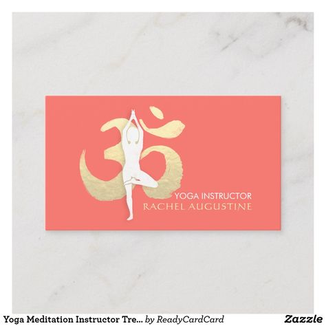 Yoga Meditation Poses, Yoga Instructor Business Card, Om Sign, Visit Card, Meditation Poses, Sign Business, Yoga Business, Tree Pose, Visiting Card