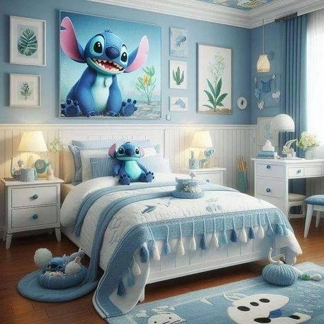 Stitch Room, December 30, My Room, Room Decoration, Bedroom, Bed, Wall, On Instagram, Blue