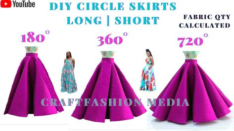 HI EVERYONE💝, THANK YOU FOR WATCHING. THIS VIDEO IS A DETAILED TUTORIALS/ILLUSTRATIONS ON HOW TO ACHIEVE DIFFERENT TYPES OF CIRCLE SKIRTS OR DRESS. I WILL TAKE YOU THROUGH ALL THE STEPS YOU NEED TO ACHIEVE A WELL TAILORED CIRCLE SKIRT OR DRESS INCLUDING THE AMOUNT OF FABRIC THAT WILL BE NEEDED FOR ANY MODEL YOU WILL LIKE TO ACHIEVE. 
 Like, comment and subscribe. Ch Ball Gown Pattern Sewing Free, Free Prom Dress Patterns, Diy Ball Gown, Long Skirt Pattern Sewing, Ursula Cosplay, Flared Skirt Pattern, Diy Circle Skirt, Circle Maxi Skirt, Long Circle Skirt