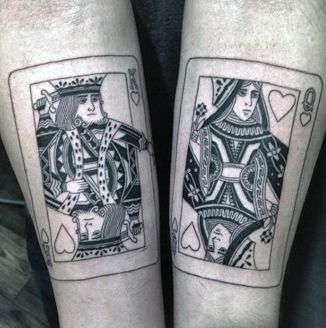 King And Queen Guys Playing Card Inner Forearm Tattoos Playing Card Tattoo Ideas Small, Queen Card Tattoo, Playing Card Tattoo Ideas, King Tattoo Design, Playing Card Tattoo, Card Tattoos, Yogi Tattoo, Poker Tattoo, Playing Card Tattoos