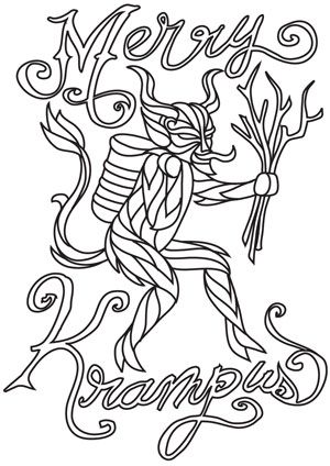 Krampus Coloring Pages, Krampus Embroidery, Spine Embroidery, Krampus Crafts, Krampus Night, Merry Krampus, Christmas Miniatures, Holiday Baskets, Creepy Christmas