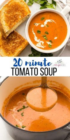 Grilled Cheese Soup, Easy Tomato Soup Recipe, Tomato Soup Easy, Tomato Soup Homemade, Canned Tomato Soup, Canned Tomatoes, Soup Easy, Creamy Tomato Soup, Tomato Soup Recipes