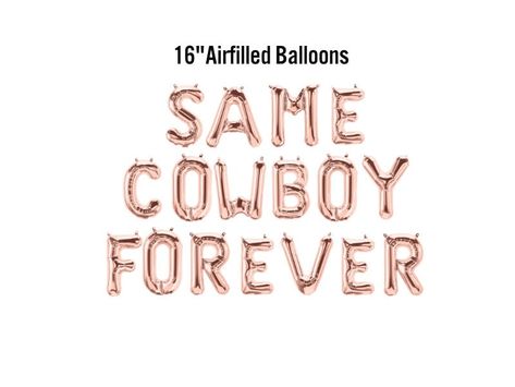 "**DISCLAIMER: We only purchase high quality balloons and therefore we do not offer REFUNDS for ANY REASON on balloons due to their fragile nature.** SAME COWBOY FOREVER 16\" Balloon Letters Name brand quality balloons Comes with straw for air inflation and string to hang Choose your color from the dropdown menu.  Same Cowboy Forever Bachelorette Balloon Banner, 16\" Airfilled Balloon Sign, Country Rose Gold Bachelorette Party Supplies, Nashville Bach" Rose Gold Bachelorette Party, Rose Gold Bachelorette, Office Xmas Party, Balloon Sign, Bachelorette Party Balloon, Palm Springs Bachelorette Party, Christening Banner, Bride Era, Bachelorette Balloons