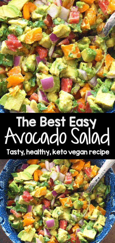 How To Make The Best Easy Avocado Salad Recipe Easy Avocado Salad, Sweet Potato Salad Recipe, Avocado Recipes Healthy, Vegetarian Chili Recipe, Cauliflower Soup Recipes, Satisfying Salads, Avocado Salad Recipes, Avocado Salat, Mini Pancakes