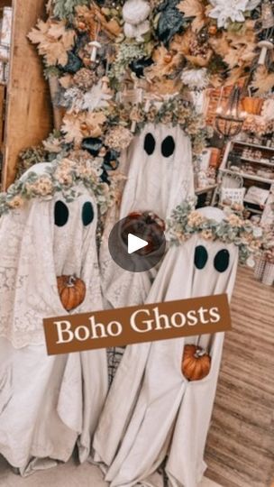 2.9K reactions · 1.7K shares | 🍂🕸️Boho Ghosts Tutorial 🕸️🍂
These adorable ghosts are the perfect addition to your fall decor for the porch, home, yard, garden, or in our case…the shop’s front windows! 

They are so quick and easy to create and please don’t think you have to follow this tutorial exactly, you can put your own spooky spin on these cute ghosts! 

NOTE: you can use a foam ball instead of the coconut basket liner but I found the liners on clearance at JoAnn’s for ONLY $1.50 each! The foam ball ranged from $10 to $15 and I had 7 windows to fill with the boho ghosts! I went with the $1.50! 😉 If you can’t find the tomato🍅 cages at your local hardware store, we have several stacks in the garden center. 

Supplies:
•Tomato cage
•Coconut basket liner or foam ball
•Canvas paint t Ghost Tutorial, Boho Ghost, Home Yard, Cute Ghosts, Basket Liners, Tomato Cages, Canvas Paint, Front Windows, The Porch