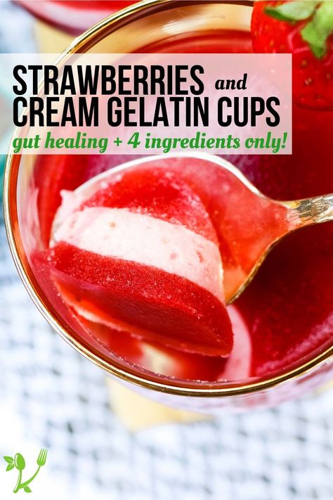 Recipes Using Gelatin Powder, Healthy Jello, Homemade Jello, Jello With Fruit, Grass Fed Gelatin, Jello Dessert Recipes, Strawberry And Cream, Gelatin Recipes, Beef Gelatin