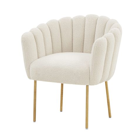 PRICES MAY VARY. Top material: This modern white fake fur upholstered feather shape side chair is a contemporary piece. High-end velvet fabric gives a sense of luxury to this accent chair. Dense foam makes the cushion and back plush and resilient. Brushed golden stainless steel legs and high-end velvet crank up the glamour. Construction: Stable and sturdy solid wooden frame make this modern side chair be a strong structural. In addition, chic feather side backrest and feminine design gives a fee Fake Fur Fabric, Dressing Room Decor, Modern Side Chairs, Mid Century Modern Lighting, Modern Accent Chair, Gold Legs, Stainless Steel Legs, Upholstered Side Chair, Living Room Furniture Chairs