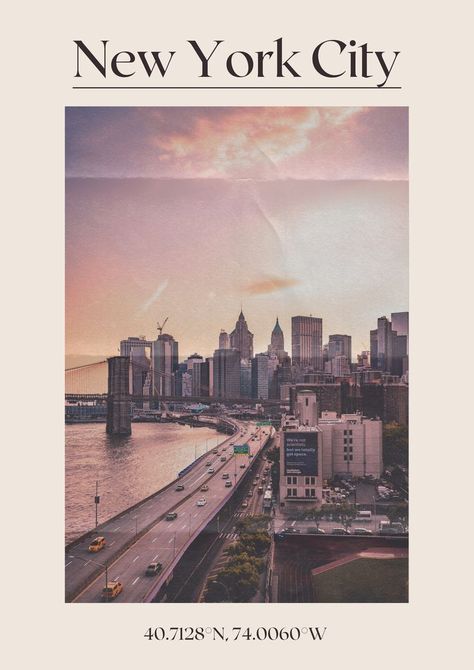 New York City Poster Vintage, Pics For Room Wall Aesthetic, New York Room Poster, Poster Prints New York, Pics To Print Wall Art, Aestethic Posters For Room, Aesthetic Photos To Print For Room, New York Inspired Bedroom, Room Posters Aesthetic Vintage