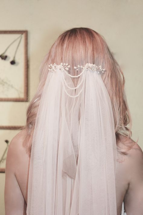 Draped Veil, Bohemian Veils, Drape Veil, Boho Wedding Veil, Boho Veils, Soft Tulle Veil, Draping Wedding, Wedding Dresses 50s, Tulle Veil