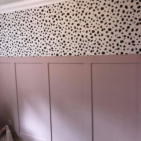 Pink Dalmation Wallpaper, Spotted Wallpaper Bedroom, Spotty Wallpaper Bedroom, Dalmatian Wallpaper Bedroom, Dalmation Print Bedroom, Girls Dalmation Bedroom, Polka Dot Wallpaper Bedroom, Dalmation Wallpaper Bedroom, Girls Bedroom Panelling