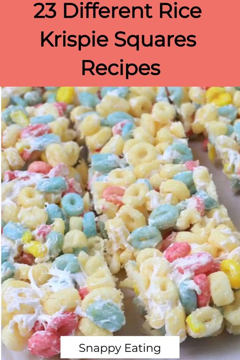 23 Different Rice Krispie Squares Recipes Variations Of Rice Krispy Treats, Rice Crispy Variations, Cheese Straws With Rice Krispies, Rice Crispie Squares Recipe, Best Rice Krispie Squares, Crispix Recipes, Rice Krispie Recipes, Vegan Rice Crispy Treats, Rice Crispy Squares