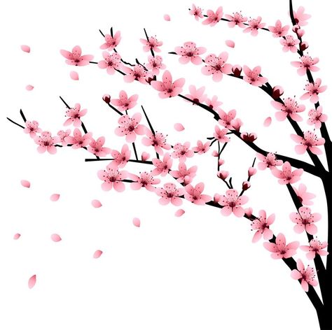 Cherry Blossom Mural Ideas Wall Drawing Ideas, Family Tree Clipart, Wall Decal Pattern, Tree With Flowers, Drawing Tree, Sakura Tree, Engraved Metal, Wall Drawing, Flower Template