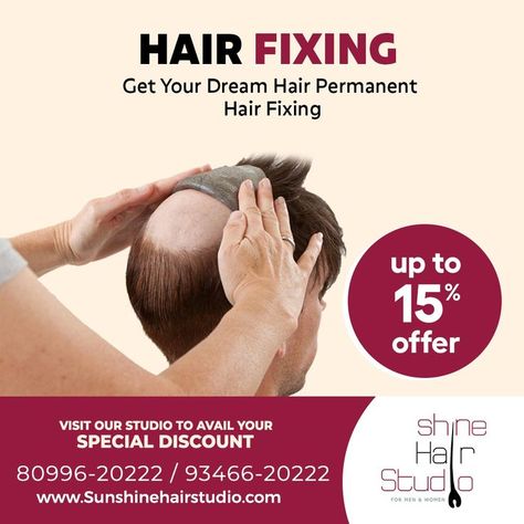 For men suffering from Male Pattern Baldness, there is no need to worry anymore. Shine Hair Studio With You offers a wide range of hair replacement patches suitable for all male pattern baldness. Our super nice patch kit fits perfectly on the crown of your head and can easily be applied with tweezers to cover bald spots. Get Upto 15% Off On Hair Patches. Feel free to contact our customer service hotline at |+91 9346620222 | +91 8099620222 | #ChristmasOffer2022 #NewyearOffer Hair Replacement For Men, Shine Hair, New Year Offers, Hair Fixing, Bald Spot, Male Pattern Baldness, Pattern Baldness, Hair Shine, Hair Replacement