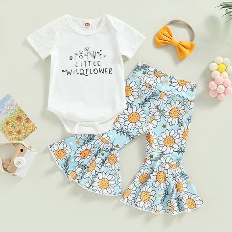 Baby Bell Bottoms, Bell Bottoms Outfit, Newborn Baby Girl Clothes, Printed Flare Pants, Future Children